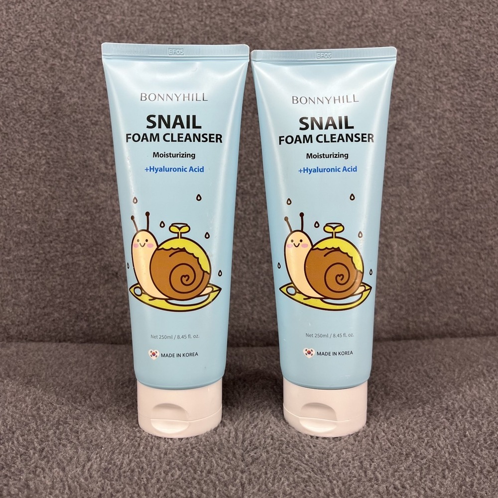 2x BONNYHILL Snail Foam Cleanser + Hyaluronic Acid 8.45 oz / 250 ml Made Korean